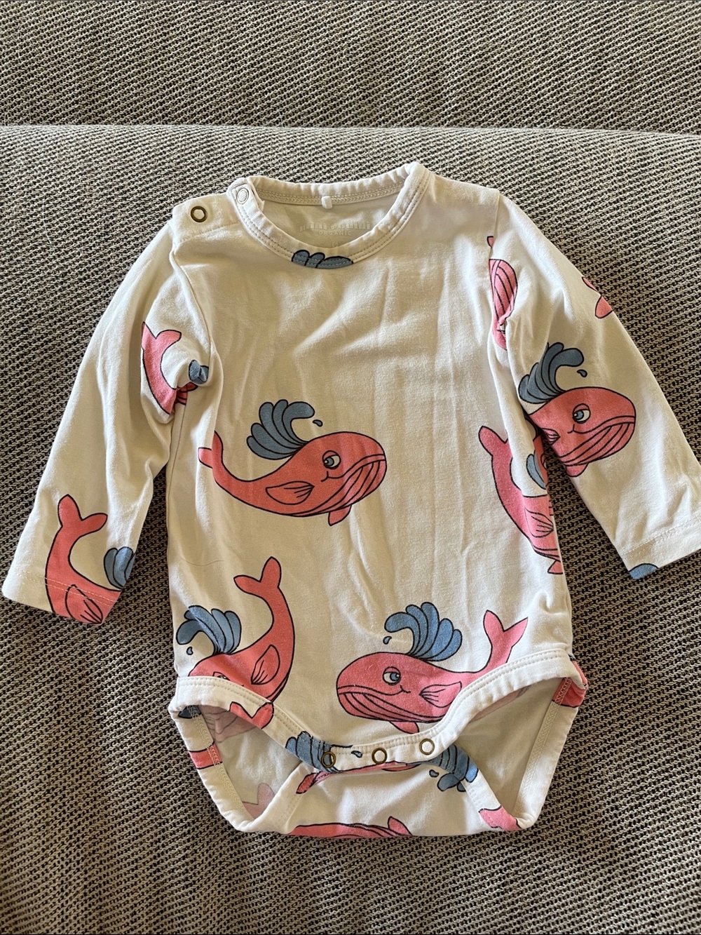 Mini Rodini Whale Baby Onesie - 1-4M or 56/62